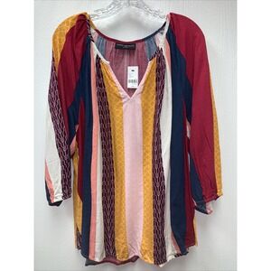 Lane Bryant Colorful Boho stripes popover blouse top size 14/16 NWT Bold Peasant
